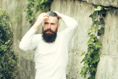 Şık sakallı adam açık