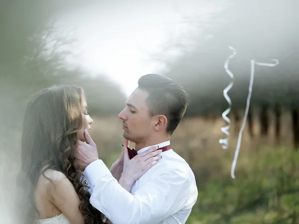 Csókolózó pár esküvői — Stock Fotó