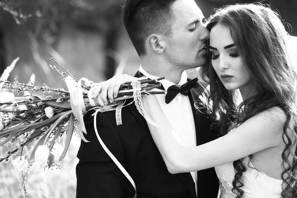 Wedding embracing couple — Stock Photo, Image