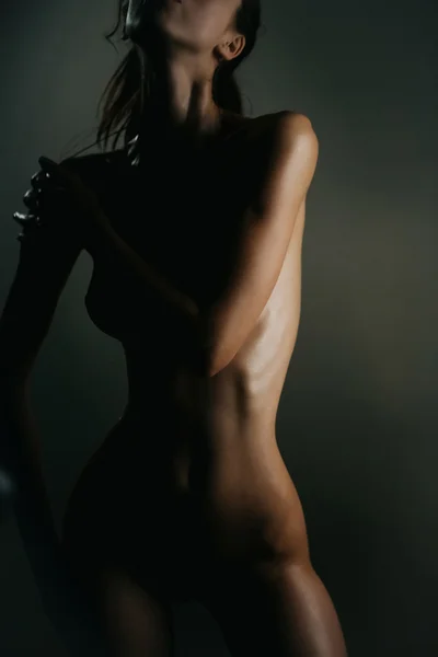 Sexy naked woman on blurred background — Stock Photo, Image