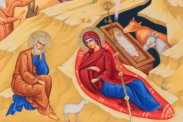 Fresco of Jesus Christ birth — Stock Photo, Image