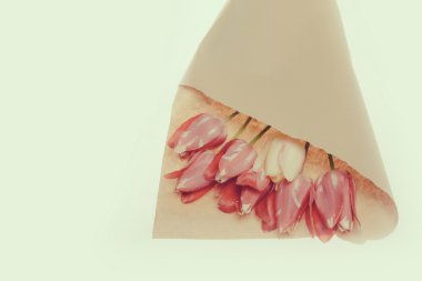 Beyaz arkaplanda kırmızı lale izole edildi