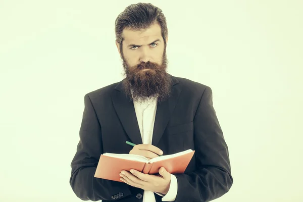 Barbudo hombre profesor con libro — Foto de Stock