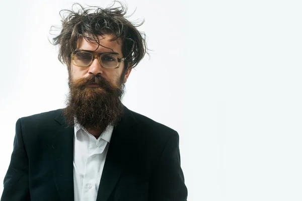 Barbu homme fou scientifique de professeur dans des lunettes — Photo