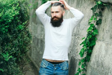 Şık sakallı adam açık