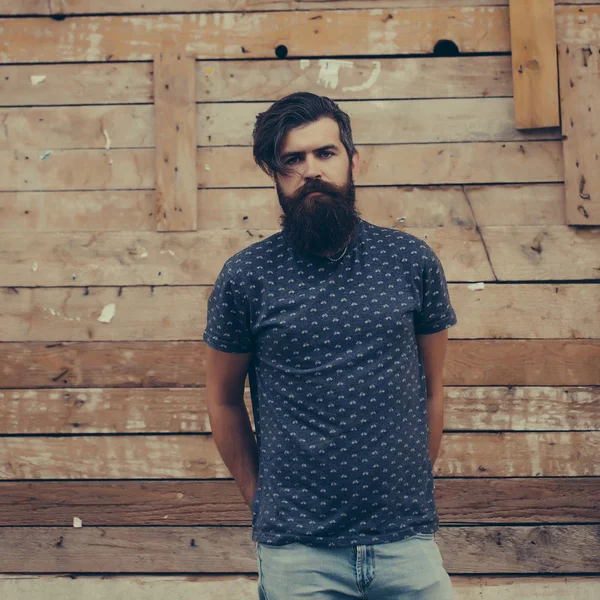 Portrait of attractive man with long beard — Stock Photo, Image