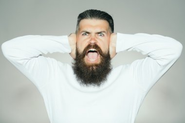 Yüz bağırarak ile sakallı adam