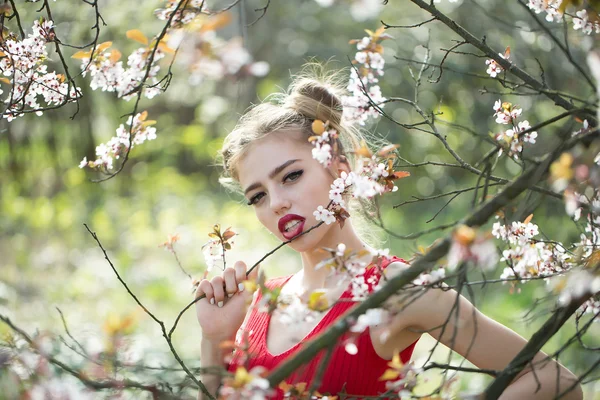 Hübsches Mädchen in Blüte — Stockfoto