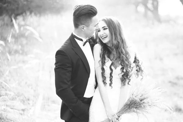 Feliz boda pareja al aire libre —  Fotos de Stock