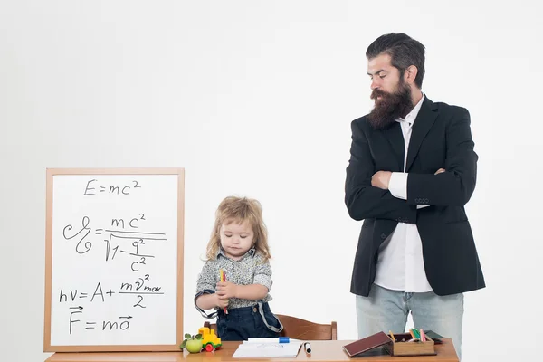 Bonito menino com professor — Fotografia de Stock