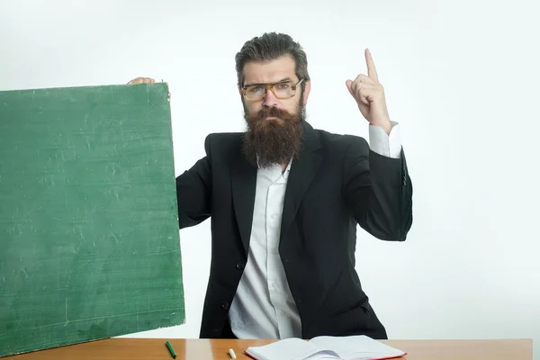 Бородатий чоловік професор окуляри з дошкою — стокове фото