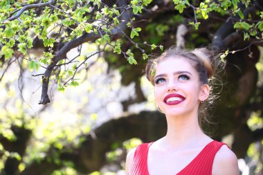 Ağaç bahar çekici kadın