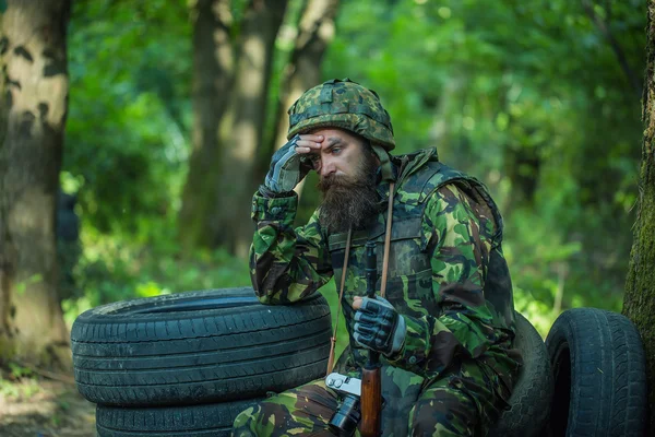 Young soldier on guard