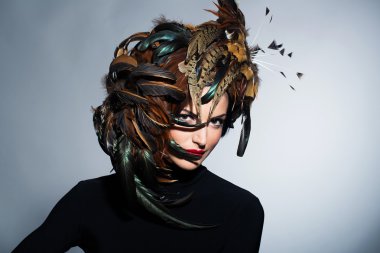 tüy şapka çok seksi kadın