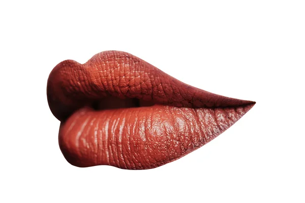 Lèvres féminines sexy rouge isolé sur blanc — Photo