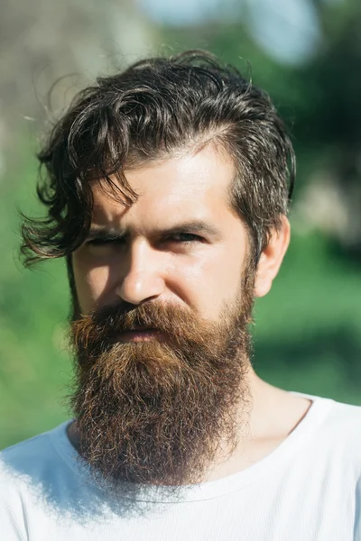 Handsome bearded man sunny outdoor — Stock Photo, Image