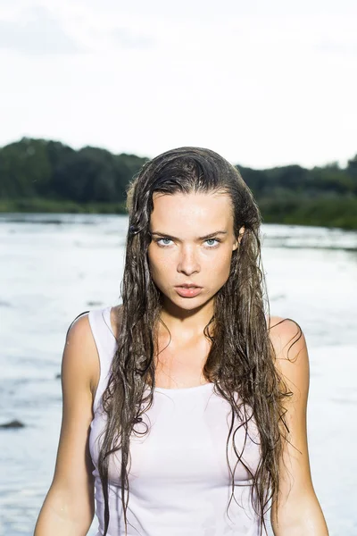 wet sexy woman in water