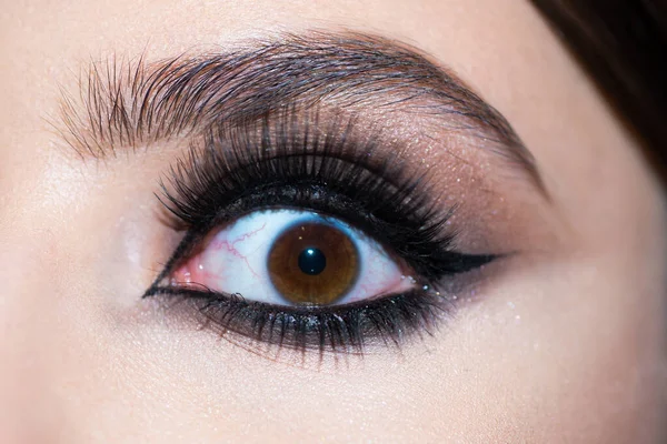 Ojos con maquillaje de cerca. Hermoso ojo. — Foto de Stock