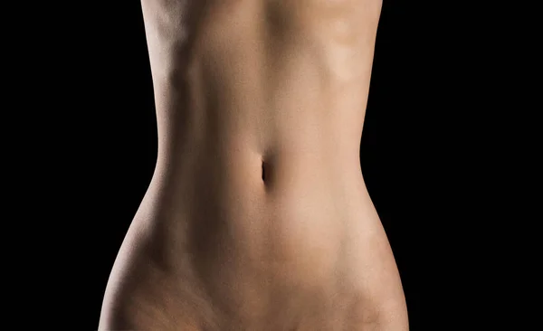 Nackte Körperstruktur Hintergrund für Banner. Nackter weiblicher Bauch. Frauengesundheit. Gynäkologie, intim. Behandlung der Gebärmutter, weibliche Fruchtbarkeit. — Stockfoto