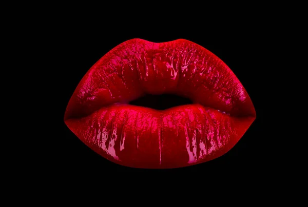 Photo rapprochée des lèvres rouges. — Photo