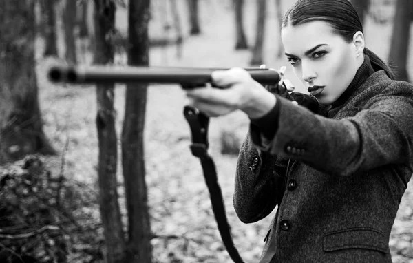 Hunting weapon gun or rifle. military fashion. achievements of goals. girl with rifle. chase hunting. Gun shop. woman with weapon. Target shot. female hunter in forest. successful hunt. hunting sport