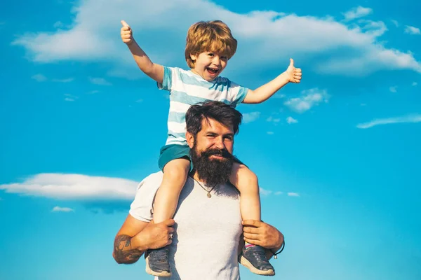 Men generation. Father and son - dream of flying. Child happy. — Stock Photo, Image