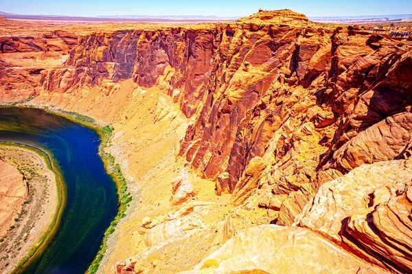 Красная скала каньона дорога панорамный вид. Аризонская подкова реки Колорадо в Гранд-Каньоне. — стоковое фото