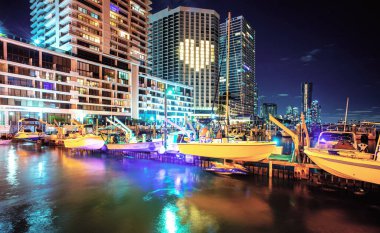 Miami, Florida, ABD Biscayne Körfezi ufuk çizgisi.