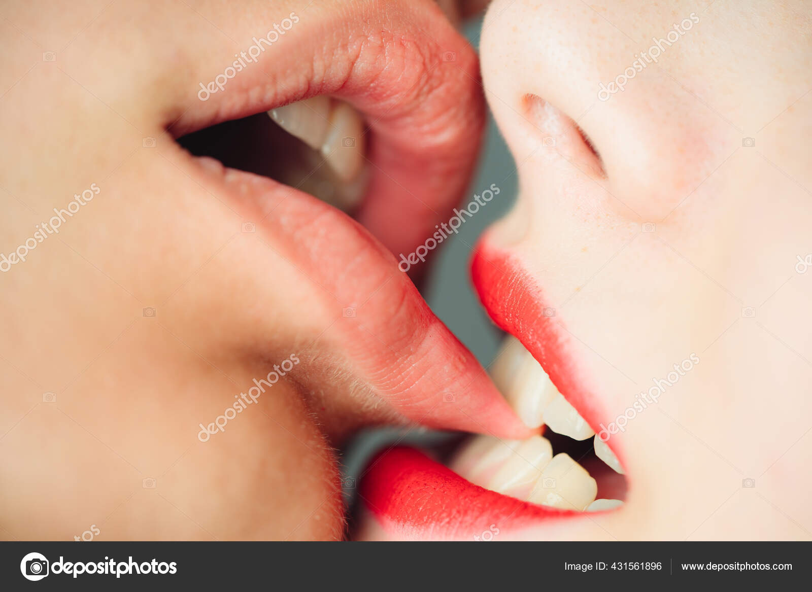 lesbians kissing up close hot photo