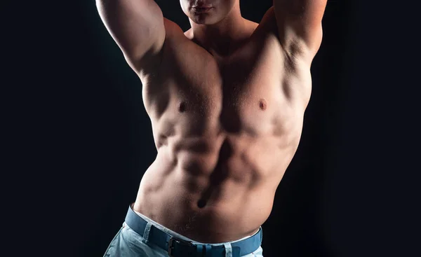 ヌード男の胴。セクシーな裸のゲイ。裸の腹筋男。性的筋肉質男性。同性愛、誇り、 lgbtq 、 lgbt. — ストック写真