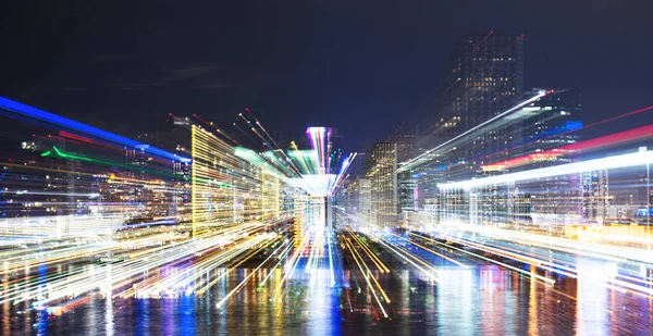 Miami night downtown. Miami skyline panorama with urban skyscrapers. — Stock Photo, Image