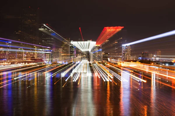 Miami city night. Miami skyline panorama with urban skyscrapers. — Stock Photo, Image