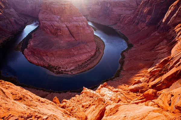 Horseshoe Bend, Page, Arizona. Calçado de cavalo dobrar no rio Colorado, Grand Canyon. — Fotografia de Stock