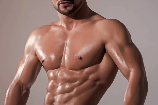 Strong man or muscular men. Sexy male bare torso. Metrosexual mans naked. Shirtless athletic hot naked guy. — Stock Photo, Image