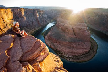Büyük Kanyon 'da bir kadın, Glen Kanyonu, Arizona.