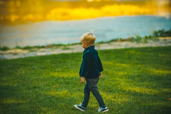 Ребенок гуляет в парке. Счастливого детства. Детское время. — стоковое фото
