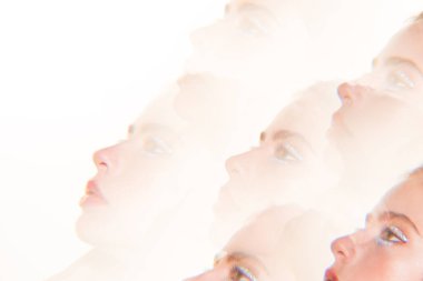 Moda makyajı. Parlak makyajlı kadın. Cilt bakımı.