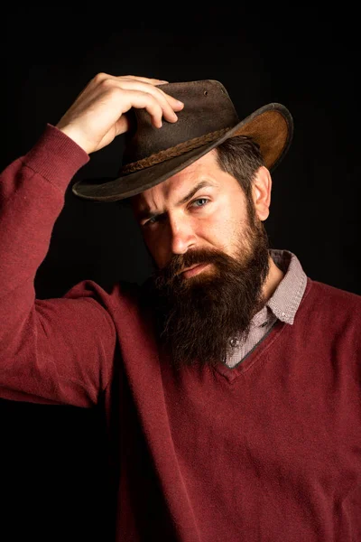 Wilder Westen. Texas cowboy. Schönes Männerporträt. Amerikanischer Western. Retro-Stil. — Stockfoto