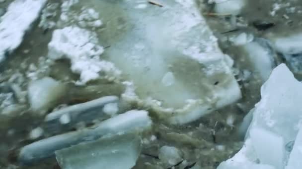 Eis im Freien. Erwärmungsproblem. Klimawandel. Eis auf dem Fluss. Konzept der Weltprobleme. — Stockvideo