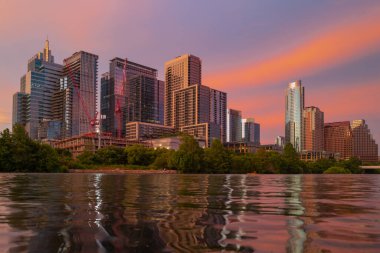 Güzel Austin silueti. Austin, Teksas Colorado Nehri üzerinde.