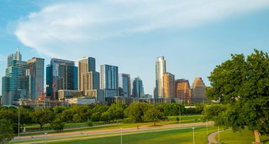 Austin Park manzarası, Texas ABD şehir merkezi silüeti.