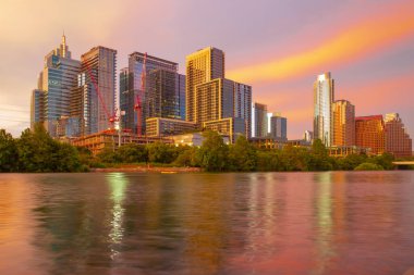 Austin Texas şehir merkezi silueti. ABD şehri.