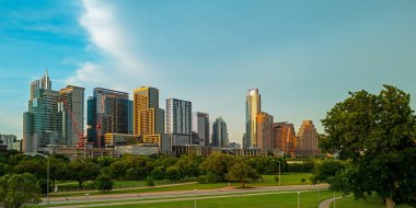 Austin Park manzarası, Texas ABD şehir merkezi silüeti.