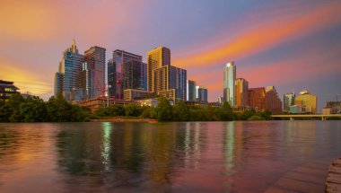 Güzel Austin silueti. Austin, Teksas Colorado Nehri üzerinde.