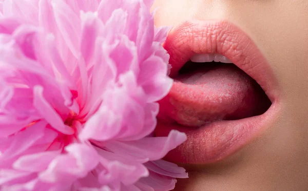 Sexy volle Lippen. Lippenglanz und Frauenmund. Sinnliche Lippen. — Stockfoto