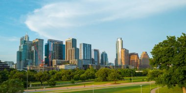 Austin Park manzarası, Texas ABD şehir merkezi silüeti.