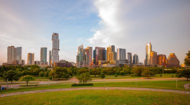 Austin Texas Travis ve Cityscape Skyline Yazın Şehir Merkezi.