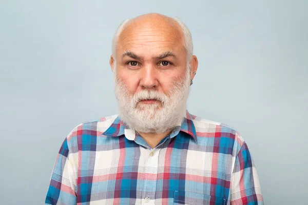 Middle aged man. Portrait of old bald man bearded man with grey moustache beard. — Stock Photo, Image