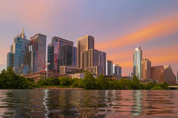 Downtown Skyline de Austin, Texas desde la puesta del sol. — Foto de Stock