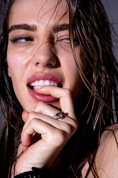 Sensual portrait of young woman. Beautiful girl fashion model. Elegant Lady.